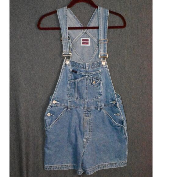 Squeeze Jeans Shortalls Overalls Women's Medium Distressed Denim Farmer - Picture 1 of 10